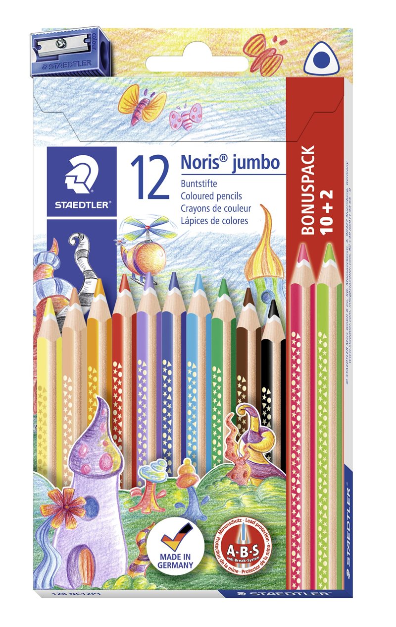 Färgblyertspenna Noris Jumbo 3-kantig ass (10+2)