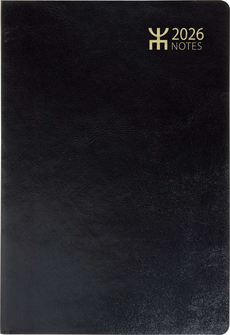 Notes · 8,2 x 12,8 cm · 104 sidor · Konstskinn · Svart · Inbunden · 2 veckor/uppslag