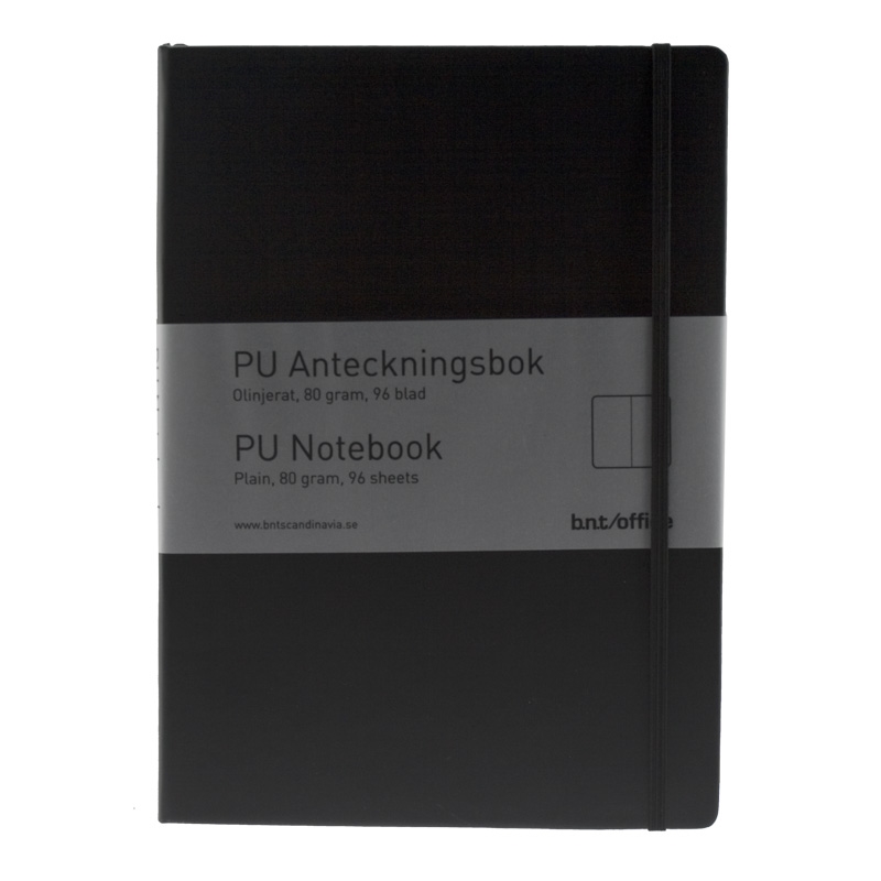 PU Notebook A4 olinjerad Svart