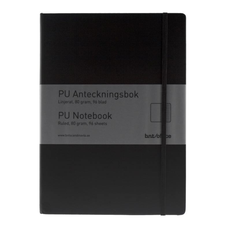 PU Notebook A6 linjerad, Svart