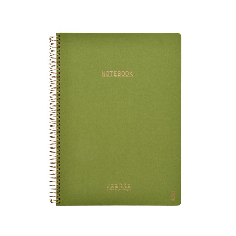 KOZO Anteckningsbok Linjerad A4 Premium Olive Green