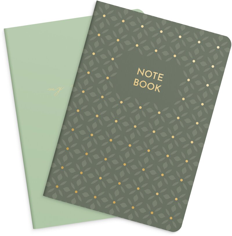 Notebook Green & Pattern 2 pack