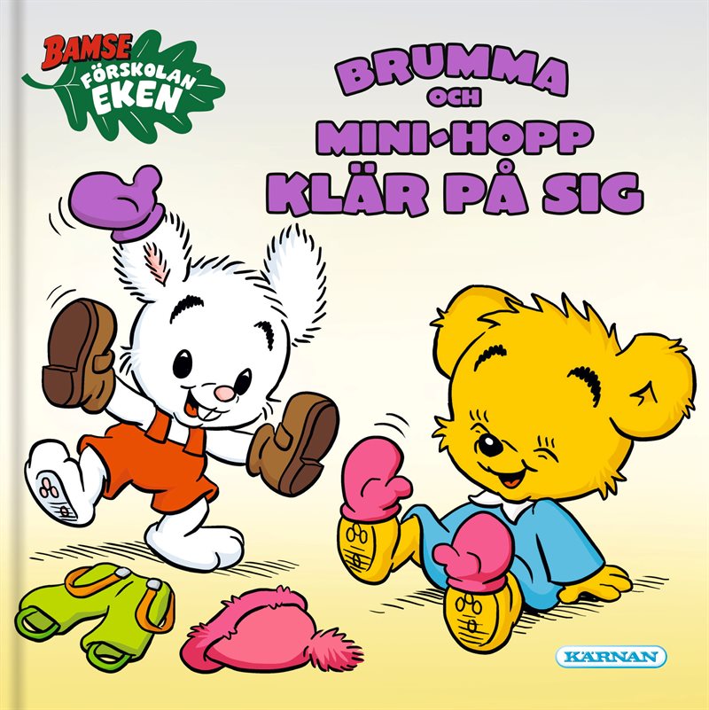 Brumma och Mini-Hopp klär på sig