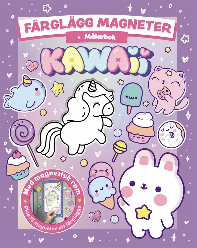 Färglägg magneter Kawaii : Målarbok