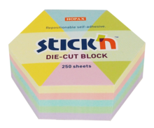 Notiskub 64*67 150 Blad Hexagon sortert pastell