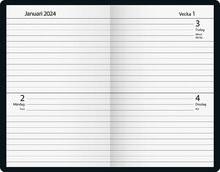 Kalender 2024 Fickdagbok Svart Konstläder FSC