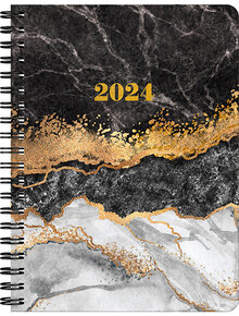 Kalender 2024 A6 Gray Marble 12 mån FSC