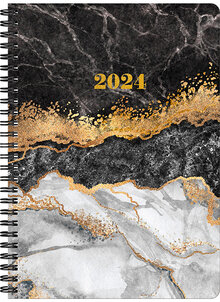 Kalender 2024 A5 Gray Marble 12 mån FSC